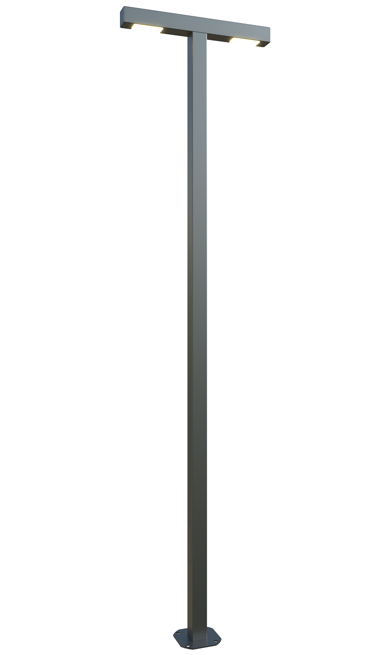 Square LED pole 16 ft. Berlin OD 4x4 (Aluminum+powder coating) Two sides 180W 24300Lm